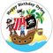 Pirate on a Ship Round Circle Cake Edible Icing or Wafer Topper 7.5 inch Personalised (Wafer)