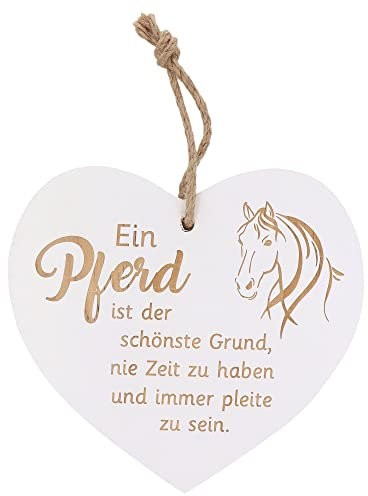 Spruchreif | Holzherz mit Gravur Ein Pferd ist der schönste Grund... | Vintage Herz mit Pferdemotiv | Geschenk für Pferdeliebhaber und Reiter | Made in Germany