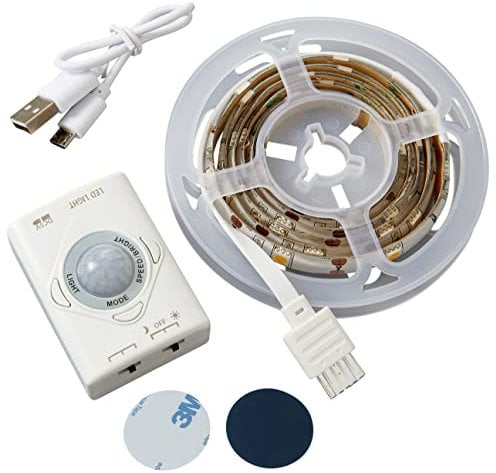 Northpoint LED Streifen Schranklicht 1m mit Bewegungsmelder aufladbar 150 Lumen Unterbauleuchte Bettbeleuchtung 1100mAh Akku warmweiße Lichtfarbe