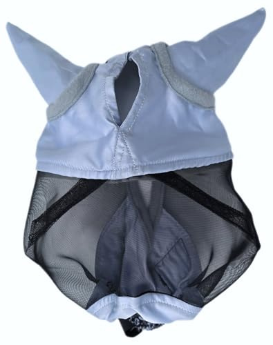 Fliegenmaske ohne Nasenteil MIT Ohren Fliegenhaube Lissy Minishetty Mini Shetty viel Augenfreiheit! Tysons Minipony Falabella Fliegenschutz (Minishetty, Grau - Schwarz)