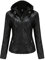 GITVIENAR Damen Lederjacke Kapuze Kunstleder Motorradjacke Bikerjacke Ladies Oberbekleidung mit Reißverschluss und Tasche (Schwarz, XL)
