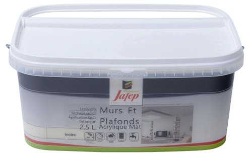 JAFEP 12982 - Pintura para pared y techo (acrílico, 2,5 L), color marfil