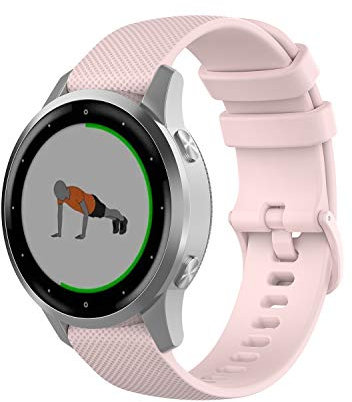 Wownadu Bracelet Quick Release 18mm Compatible pour Garmin Vivoactive 4S/ Vivomove 3S/ Venu 3S/ Venu 2S, Forerunner 255S/ 255S Music/ 265S Bracelets Rose Remplacement Silicone Sport Bands Strap