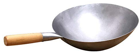 WRMIGN Wok Cast Iron Pan Handmade Non-stick Coated Iron Pan Hard Anodized Cast Iron Material A 40cm