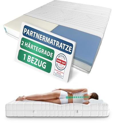 AM Qualitätsmatratzen Partnermatratze 140x200cm H1 H3 24cm - Made in Germany & Oeko TEX Siegel - Partner Taschenfederkernmatratze 140x200 mit 2 Härtegraden & Lyocell Bezug