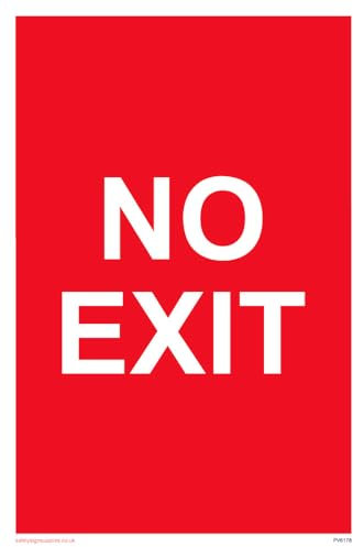 Schild mit AufschriftNo Exit, roter Hintergrund, 100 x 150 mm, A6P, 5 Stück