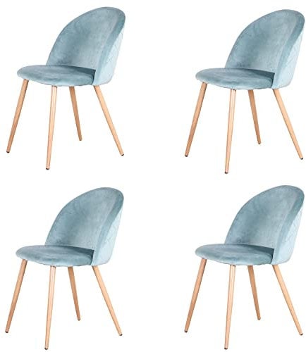 GrandCA HOME Juego de 4 sillas de Comedor de Terciopelo, sillas de Cocina tapizadas para Sala de Estar, Dormitorio, Comedor, Verde