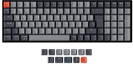 Keychron K4 Wireless Mechanical Gaming Keyboard with White LED Backlight/Gateron Red Switch/Wired USB C/96% ISO-UK-Layout, 100 Keys Bluetooth Computer Keyboard for Mac Windows PC Gamer - Version 2