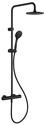 Gessi Duschsäule Emporio mit AP-Thermostat ½ Kopfbrause 200mm,Handbrause,Schlauch 1,5m schwarz 35141299
