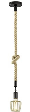 Fischer & Honsel Maritime Pendelleuchte Rope, Massive Hängelampe mit Seil & Knoten, E27-Fassung max. 40 Watt, Pendellampe aus Metall in Schwarz, Ø 12cm