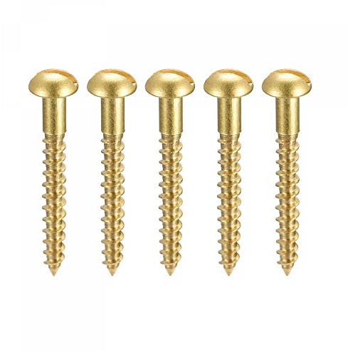 sourcing map Bois Vis M2.5 x 20mm Fendu Rond Tête Laiton Autotaraudant Vis 100 Pcs