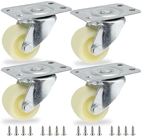 QOPAHI Lenkrollen 37 mm, Lenkrollen zum Bewegen schwerer Objekte, 4 Stück, leise Gummirollen, robuste Rollen und Räder für Möbelwagen, Couchtisch, Werkbank, bis zu 120 kg