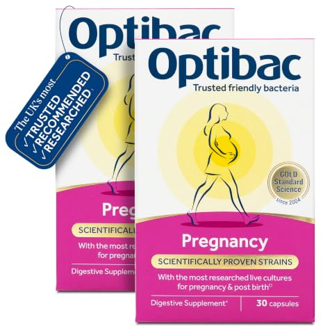 Optibac Pregnancy, Vegan Friendly Bacteria Prenatal Supplement, 60 Capsules | Most researched live cultures for pregnancy, Also for breastfeeding & post birth, Uniquely developed for gut & intimate flora
