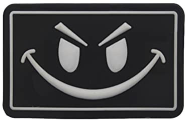 Trayosin PVC Klett Patch Schlechter Smiley Lächelndes Gesicht Morale Tactical Military Bestickter Hook Patch Glühen Im Dunklen Aufnäher (E)