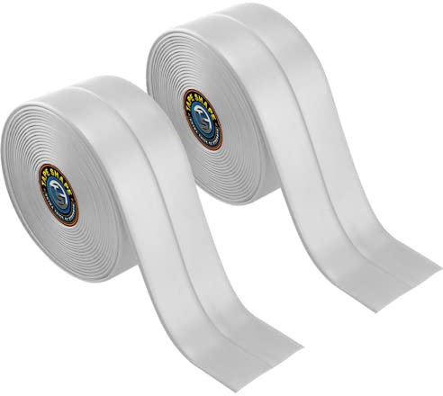 Lot de 2 rouleaux de ruban d'étanchéité autocollant pour baignoire - Résistant à l'eau - Anti-moisissure - Pour cuisine, salle de bain, baignoire, toilettes, mur au sol et évier (gris, 22 mm x 3,2 m)