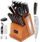 Set Coltelli da Cucina Professionali con Ceppo, Porta Coltelli Cucina con Lama Affilato per Carne, Verdure, Pane e Altro, 20 Pezzi