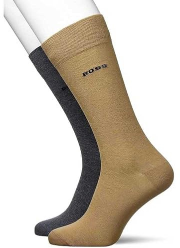 BOSS Men's 2P RS Uni Colors CC Regular Socks, Medium Beige261, 43-46