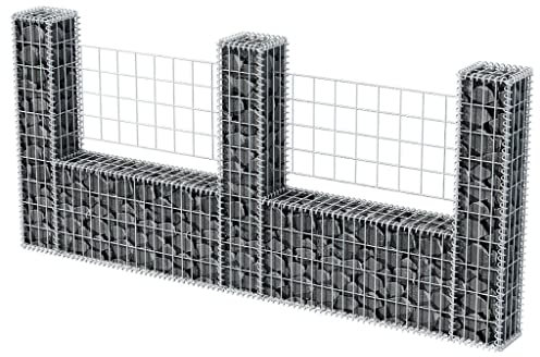 homiuse 240x20x100 CM Cloture Jardin Exterieur Mur en Gabion JardinièRe Clã´Tures Dã©Coratives Claustra Exterieur Decoration Jardin Pratique Et Beau pour Les Zones RéSidentielles Et Commerciales
