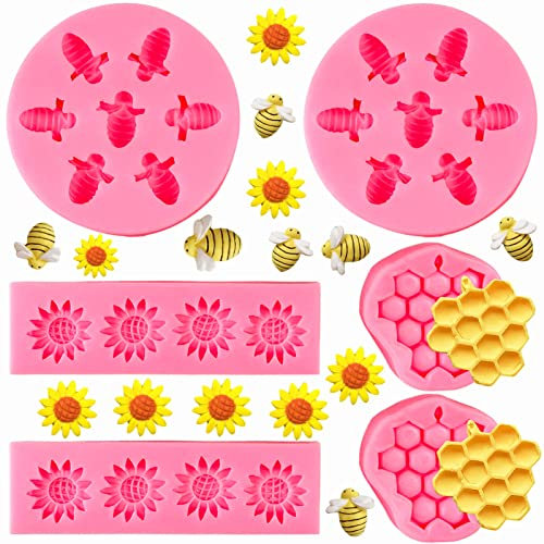 Hummel-Silikonformen, Waben-Sonnenblumen-Fondant-Form, Bienenstock-Silikon-Backform, Mousse, Gummiback, Zucker, Schokolade, Süßigkeiten, Cupcake-Form für Happy Bee Day, Ton, Basteln, De, Dekoration
