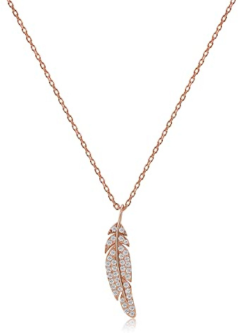 Meissa Silver Necklace for Women Feather Necklace Dainty Friendship Necklace Rose Gold Pendant Necklace, Rose Gold