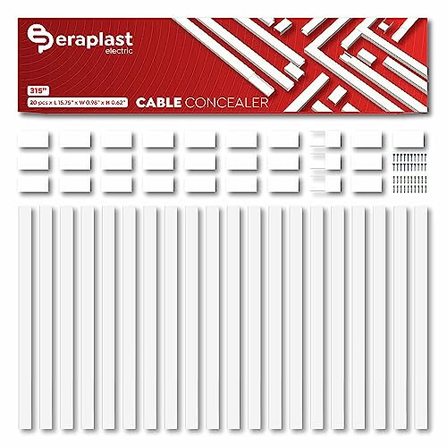 Cable Concealer Wall Cable Covers Cord Hiders for TV on Wall Paintable Cable Management Kit Self Adhesive Cable Raceways 315 in Eraplast Cable Protector for Office Wire Cover Safety for Home