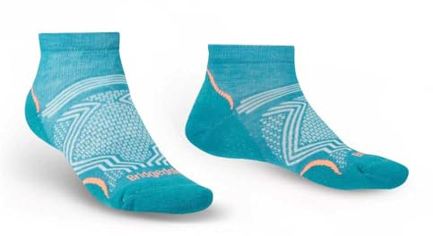Bridgedale Womens Hike Socks Ultralight T2 Coolmax Performance Low Sock M Teal