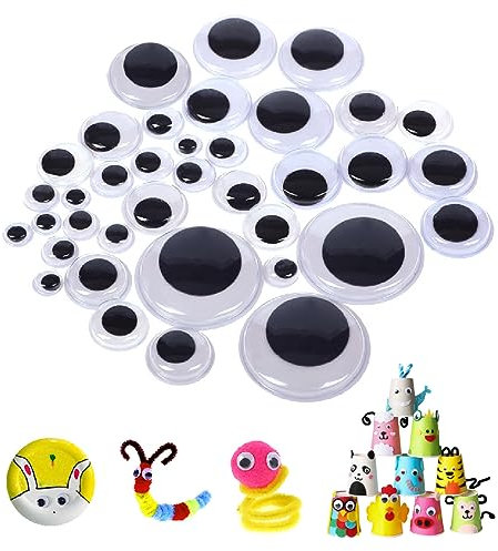 200 Piezas Ojos de Plástico Autoadhesivos,Wiggle Eyes para Bricolaje Scrapbooking Juguetes Accesorios