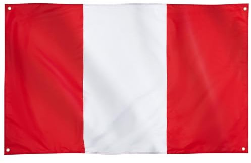 Runesol Bandere de Perú, 91x152cm, 3ft x 5ft, 4 Ojales, Ojal en Cada Esquina, Bandera Peruana, Banderas Premium, Interior, Exterior, Colores Vívidos