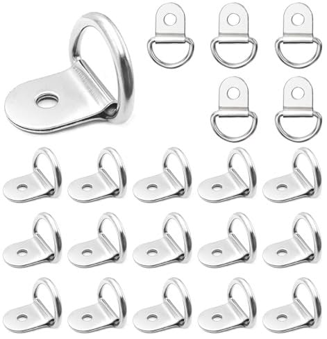XoeLLe 20 Pezzi Anello Ancoraggio, Ganci Ancoraggio Ganci Anello a d in Acciaio Inossidabile, Acciaio Clip di Fissaggio Ganci per Quadri per Sicurezza dei Carichi in Auto Camion Barche e Rimorchi