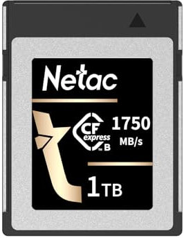 Netac cf2000 1tb Carte mémoire cfexpress Type B pcie Gen 3 * 2 nvme1.4 photographes et vidéastes Professionnels Lecture maximale 1750mb / s écriture maximale 1650mb / s vloger (Or Noir)