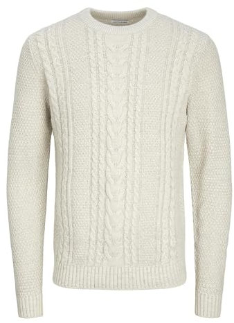 JACK & JONES Jjcraig Knit Crew Neck Aw24 Maglione Lavorato a Maglia, Melange Bianco, M Uomo