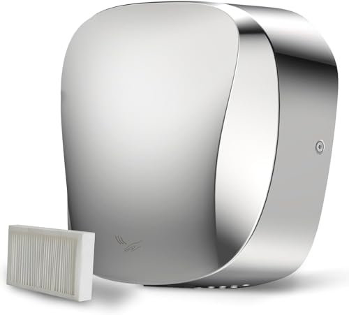 Asciugamani Elettrico, Asciugamani Verticale con Filtro HEPA, Finitura in Acciaio Inossidabile Spazzolato Asciugamani Elettrico ad Alta velocità a Risparmio Energetico Automatico,