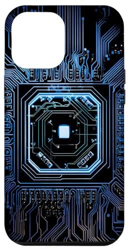 Carcasa para iPhone 13 Pro Max Placa base Microchip Circuito Negro IT Fondo de computadora