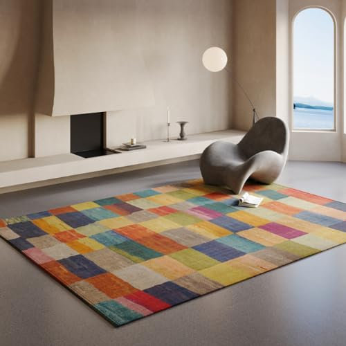 MINTIFNT Wohnzimmer Teppich Licht Luxus Wabi-Sabi-Stil Schlafzimmer Couchtisch Nachttisch Teppich rutschfest leicht zu kümmern, eine große Fläche zu verbreiten das Sofa Bodenkissen nehmen