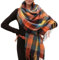 YUECIBAI Damen-Schal Mit Buntem Karo-Print, Quaste Trimm, Elegant Lang Warmer Schal, Zubehör Orange