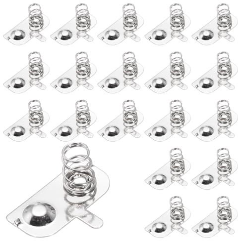 sourcing map 20 Pcs Battery Spring Metal Contact Plate 20mm x 9.5mm Round Negative Positive Bipolar Conversion Nickeling Plate for Battery Holder Electronic Toys