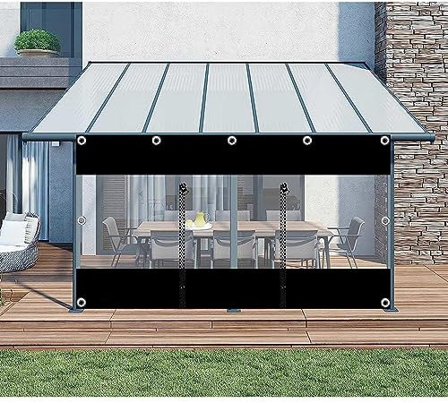 Paneles laterales de lona transparente con cremallera, impermeables, de PVC, para patio, pérgola, porche, garaje, cochera, 2 x 2 m