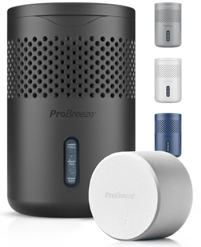 Pro Breeze Osmo Deumidificatore Silenzioso e ricaricabile per umidità e condensa in casa camera armadio auto – Rimuovi muffa da bagno con pastiglia da 700g – Senza elettricità