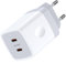 Caricatore USB C da 20 W, 2 porte, alimentatore di rete USB C per Samsung Galaxy S25 S24 S23 S22 S21 A15 A16 A35 A55 A54, PD 3.0, connettore USB C per iPhone 16/15/15 Pro/15 Plus/15 Pro Max