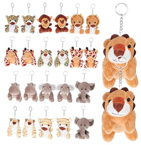 Warmhm 24pièces Porte-clés Animaux Peluche Accessoires Miniatures Kawaii pour De Fête pour Jouets De Machine à