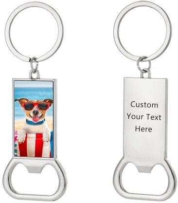 NZDFH Personalisierte Flaschenöffner mit Foto & Gravur - Schlüsselanhänger Doppelfunktion als Bieröffner - Geschenke für Männer, Vatertag & Geburtstag - Personalisierte Keyholder mit Kennzeichen/Text
