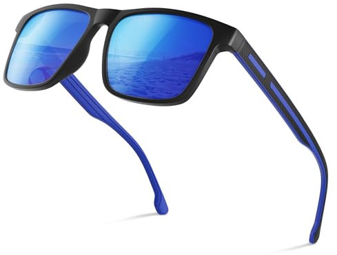 Polarisierte-Sonnenbrille-Herren-Damen-Sunglasses-Men-Woman-Sonnenbrillen-Klassische-Retro-UV400 Schutz-Rechteckig für Golf, Fahren, Angeln, Reisen & Outdoor-Sport,blue