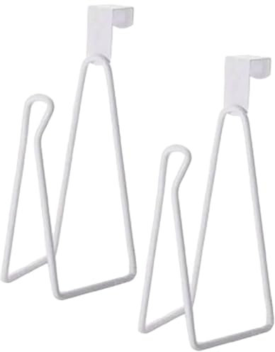 2Pcs Over The Tank Toilet Paper Holder, Metal Hanging Toilet Paper Holder Sturdy Functional Tissue Roll Rack for Bathroom Storage and Organization, White
