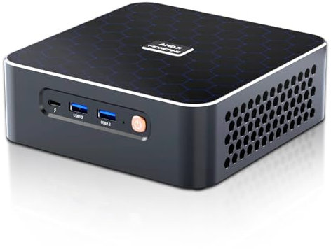 HAICOTECH Mini PC, Ryzen 5 8645HS(6C/12T, up to 5.0GHz), 64GB DDR5 RAM 1TB SSD Desktop Computer, Dual 8K Output Support 3 Display/6xUSB/Wi-Fi6/BT5.2/Dual 2.5G