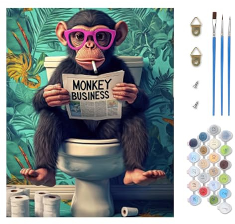 TOSTOG Gorillas Malen nach Zahlen Erwachsene, DIY Handgemalt Ölgemälde Kit Paint by Numbers Adult Mit 3 - Pinseln und Acrylfarbe Home Haus Deko Ohne Rahmen(40×50cm)