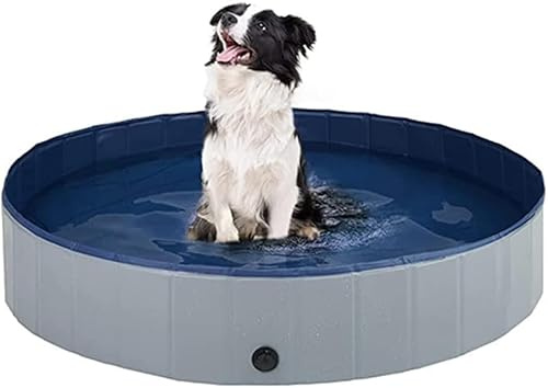 Piscina Plegable para Perros Gatos Bañera Portátil para Mascotas Plegable PVC Antideslizante y Resistente (80 * 20CM Gris)