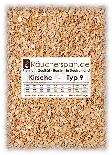 Räucherspäne Räuchermehl Kirschbaum Typ 9 Spangröße 2-4mm zum Forelle, Fleisch, Geflügel Räuchern auf dem Grill, beim Barbecue oder im Räucherofen (1.00, .)