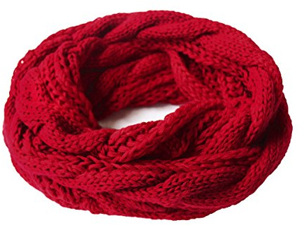 MAKFORT Damen Loop Schal Strickschal Loopschal Herbst Winter Dicker Schlauchschal Rot
