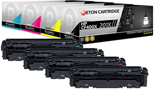 4 Reton Toner kompatibel mit 201X 201A CF400X CF401X CF402X CF403X für HP Color Laserjet Pro MFP M277dw, MFP M274n, MFP M277n, Pro 200 M252n, Pro M252dw, Pro M252n
