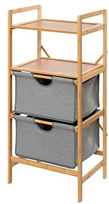 WENKO Regal Bahari mit 2 Schubladen, Grau, 96 x 34 x 44 cm